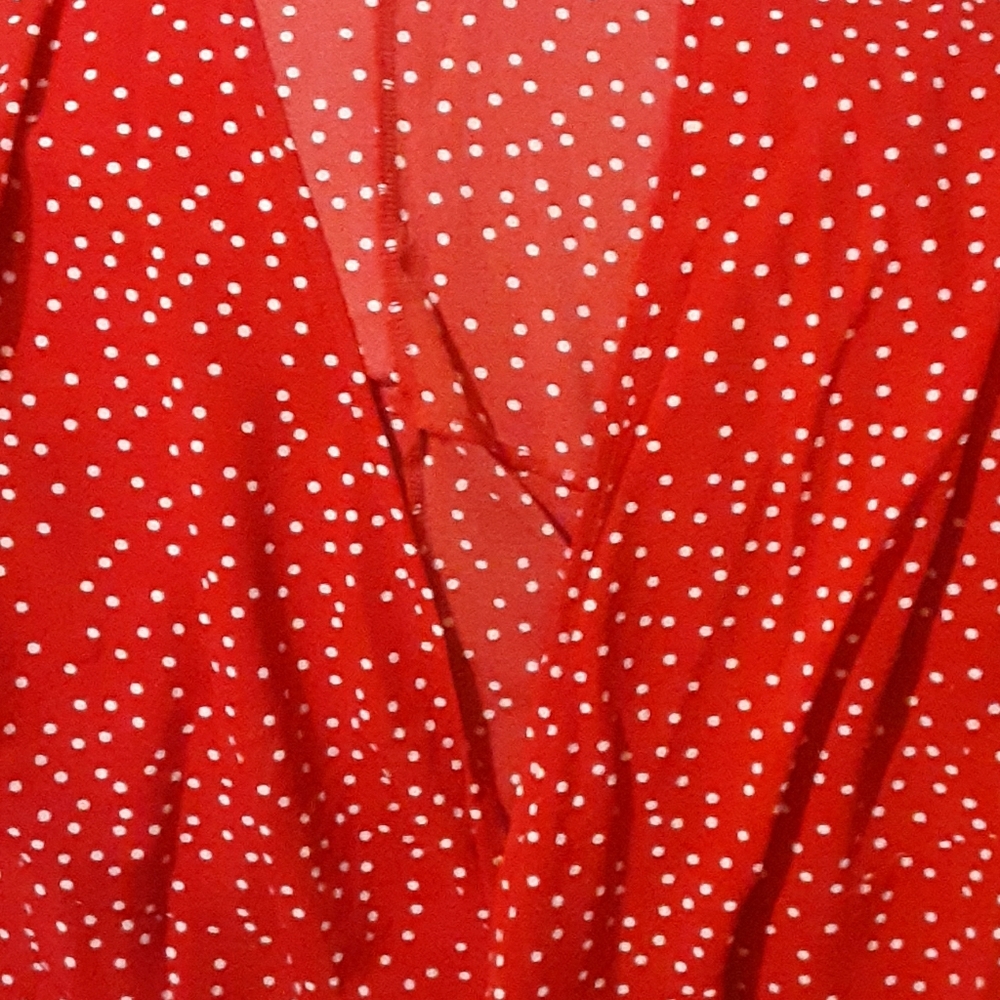Red and white polka dot blouse new with tags